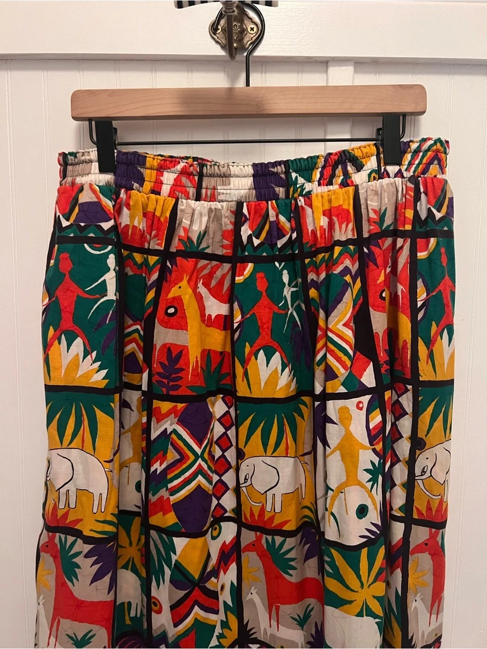 Vintage Colorful Boho/Midi Skirt With Pocket – Women’s